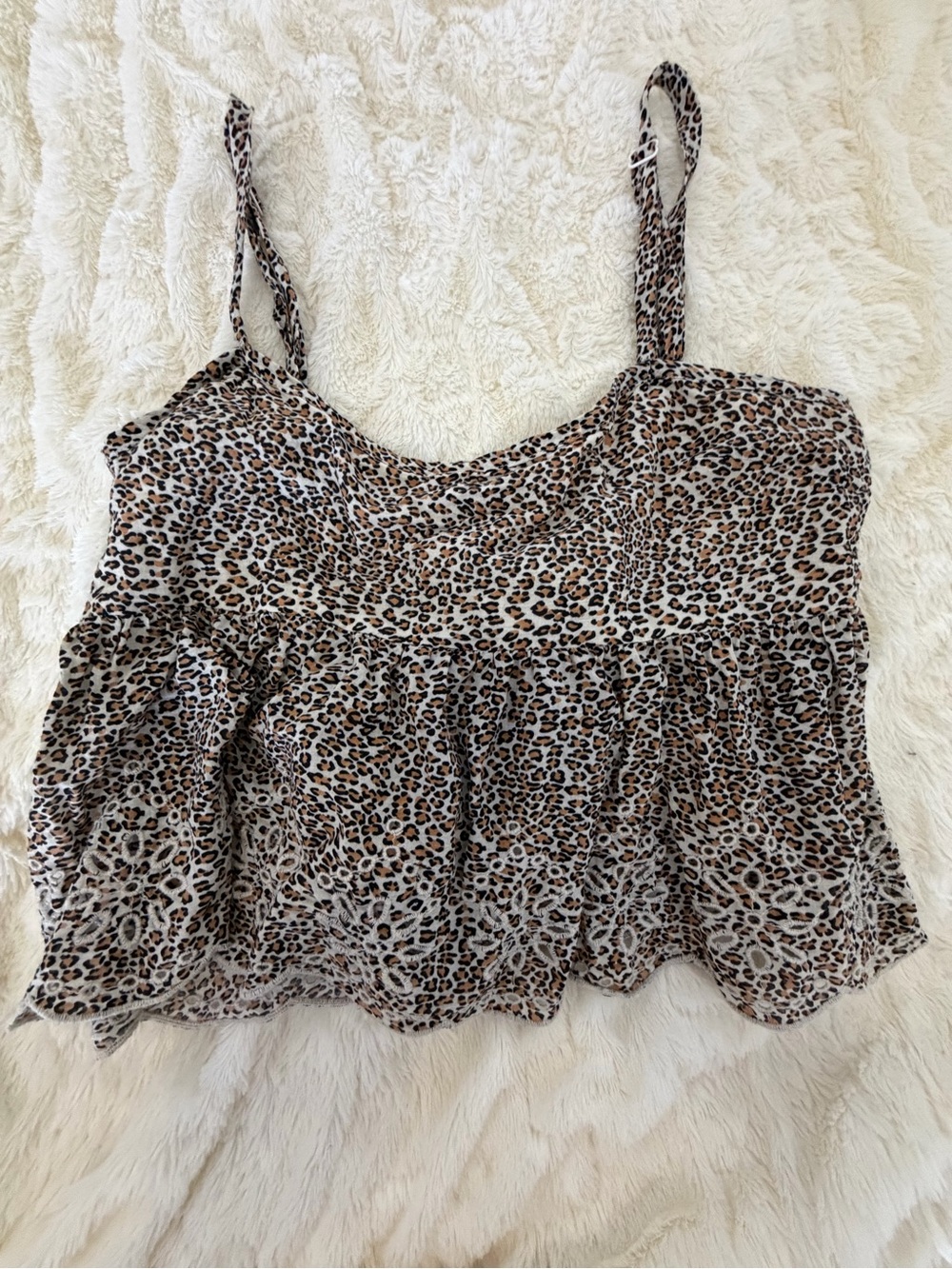 American Eagle Outfitters Leopard Print Cropped Cami - Brown, Black, Cream